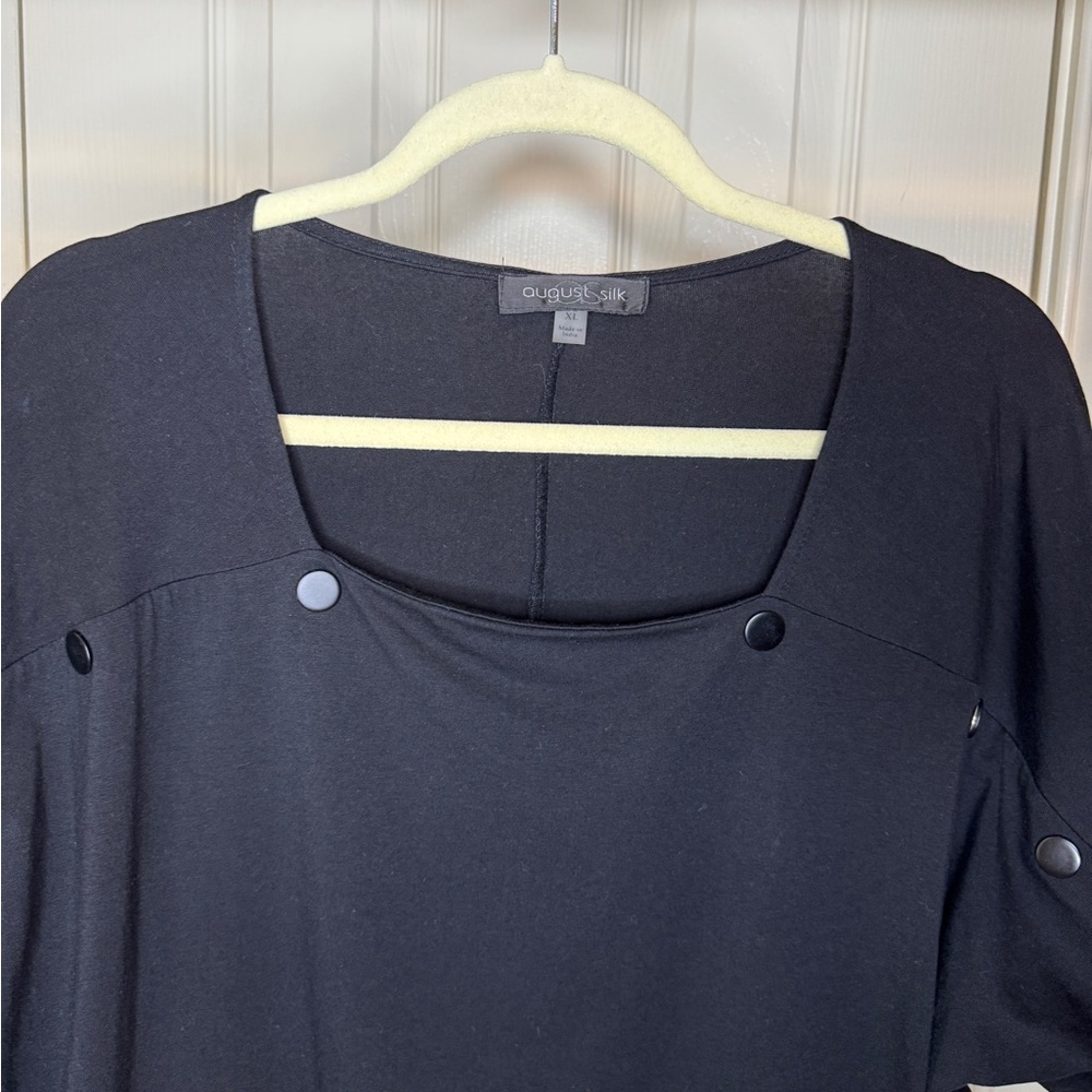 August Silk black short sleeve top women size X-Large - Picture 2 of 8
